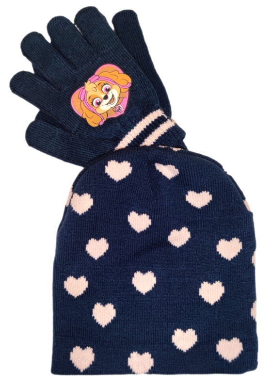 Winterset Paw mit Handschuhe und mütze in lila